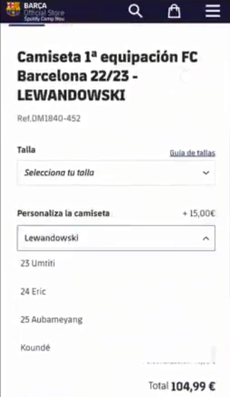 Le maillot de Koundé est apparu sur le site officiel de Barcelone pour être acheté.