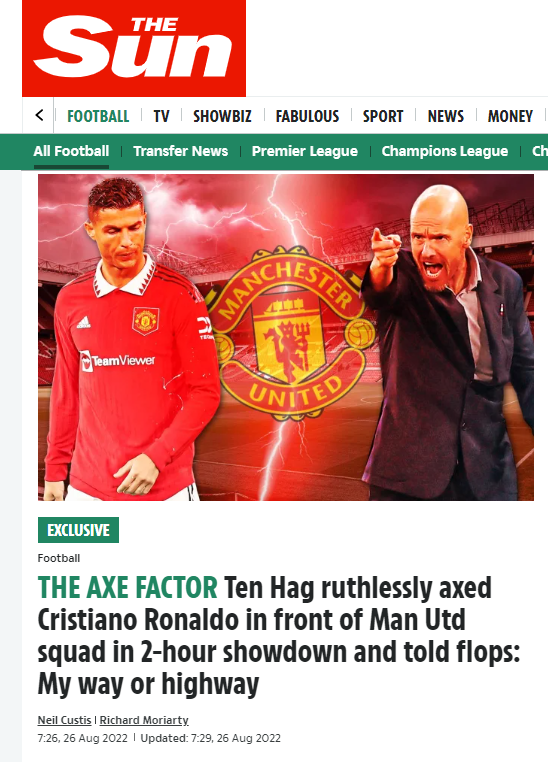 L'a-t-il humilié devant tout le monde ? Le clash de Cristiano Ronaldo avec Ten Hag est révélé au grand jour : ''C'est ma façon ou la rue''.