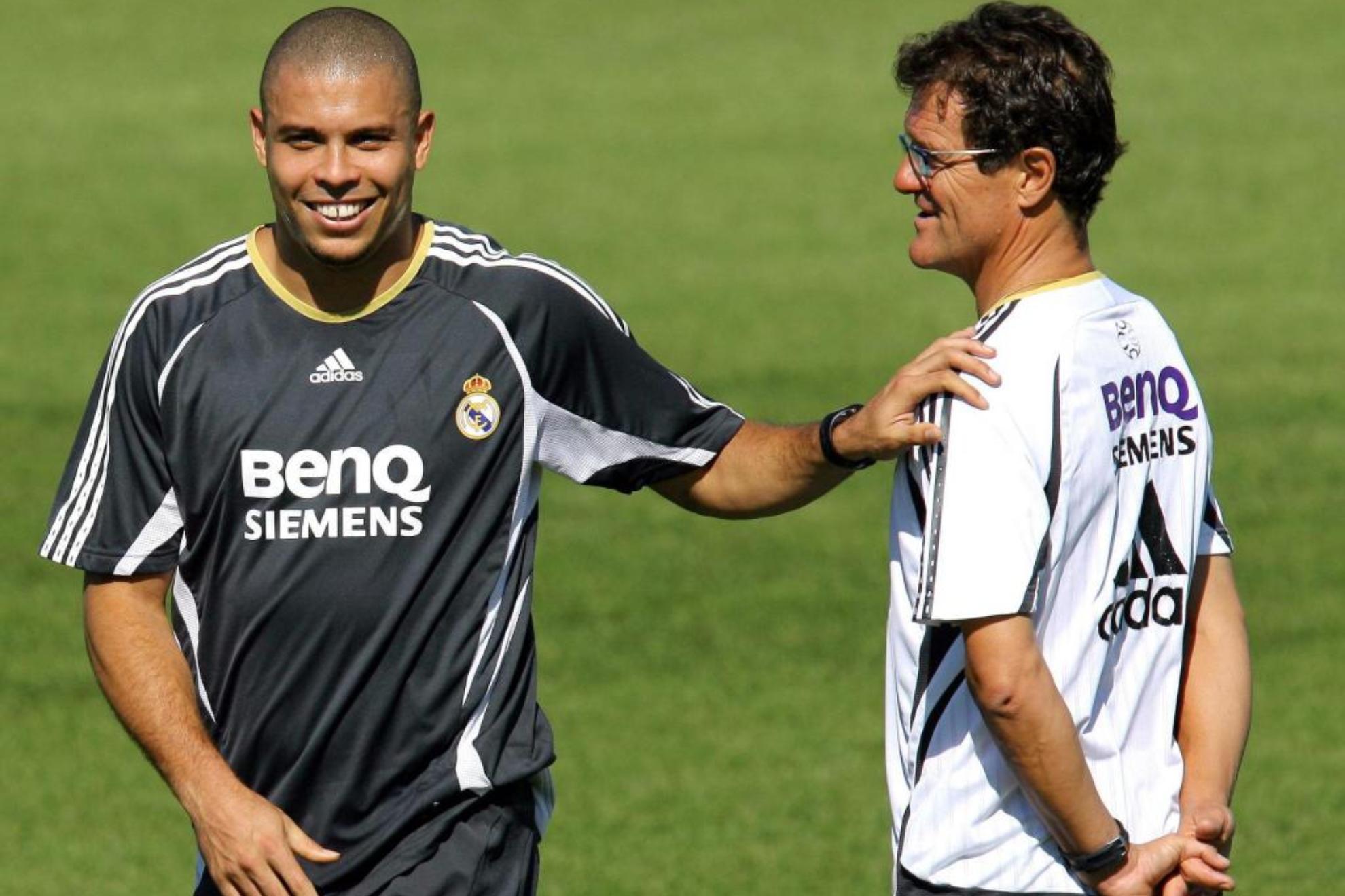 Ronaldo et Fabio Capello pendant une séance d'entraînement du Real Madrid.
