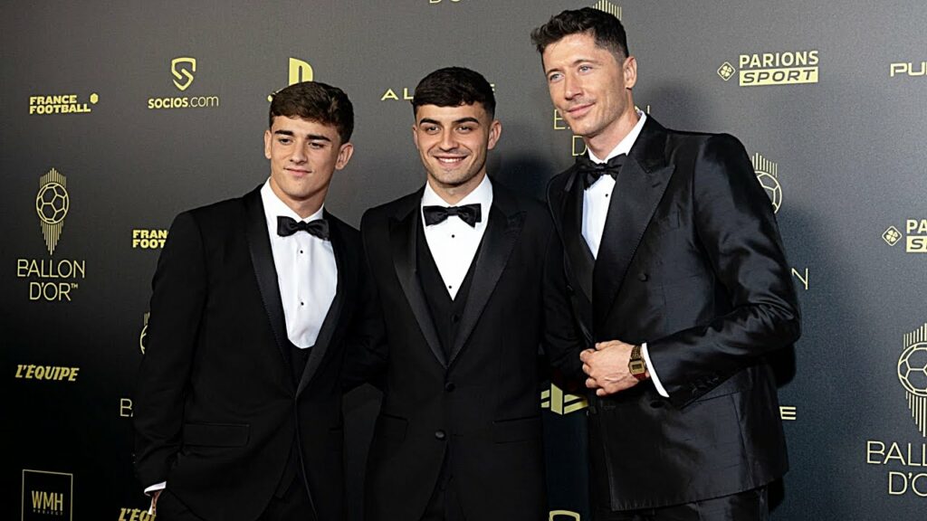 Gavi, Pedri et Lewandowski au gala du Ballon d'Or.