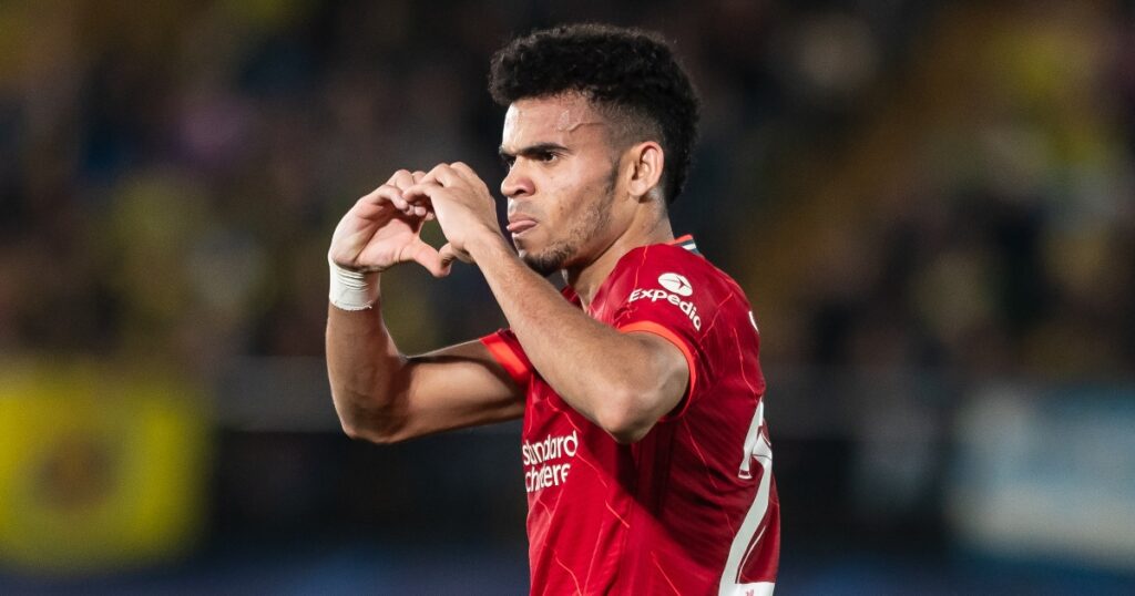 Célébration de Luis Diaz après avoir marqué un but en Ligue des champions.