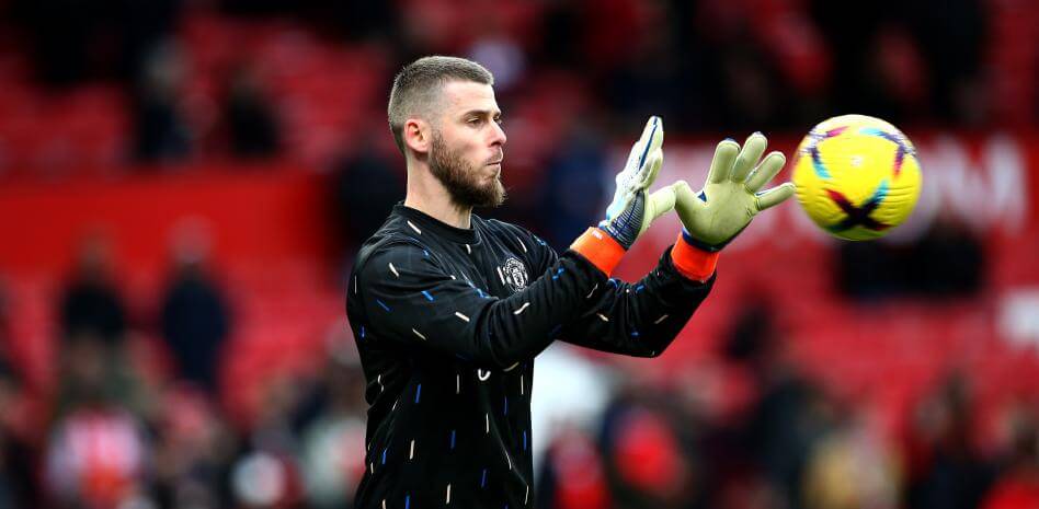 David De Gea rattrape un ballon.