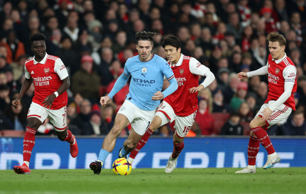 Manchester City affronte Arsenal lors de la 33e journée de Premier League (Photo de David Klein).